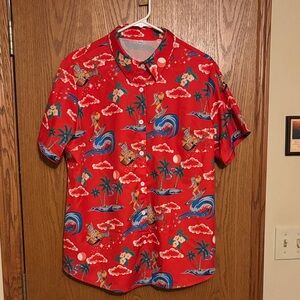 Santa Christmas Hawaiian Print Shirt Women’s size Large